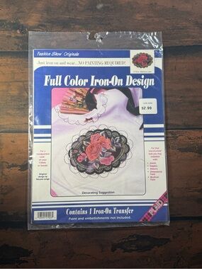 Plaid Iron-On Full Color Design Transfer Valencia Lace Floral Feminine Cottage